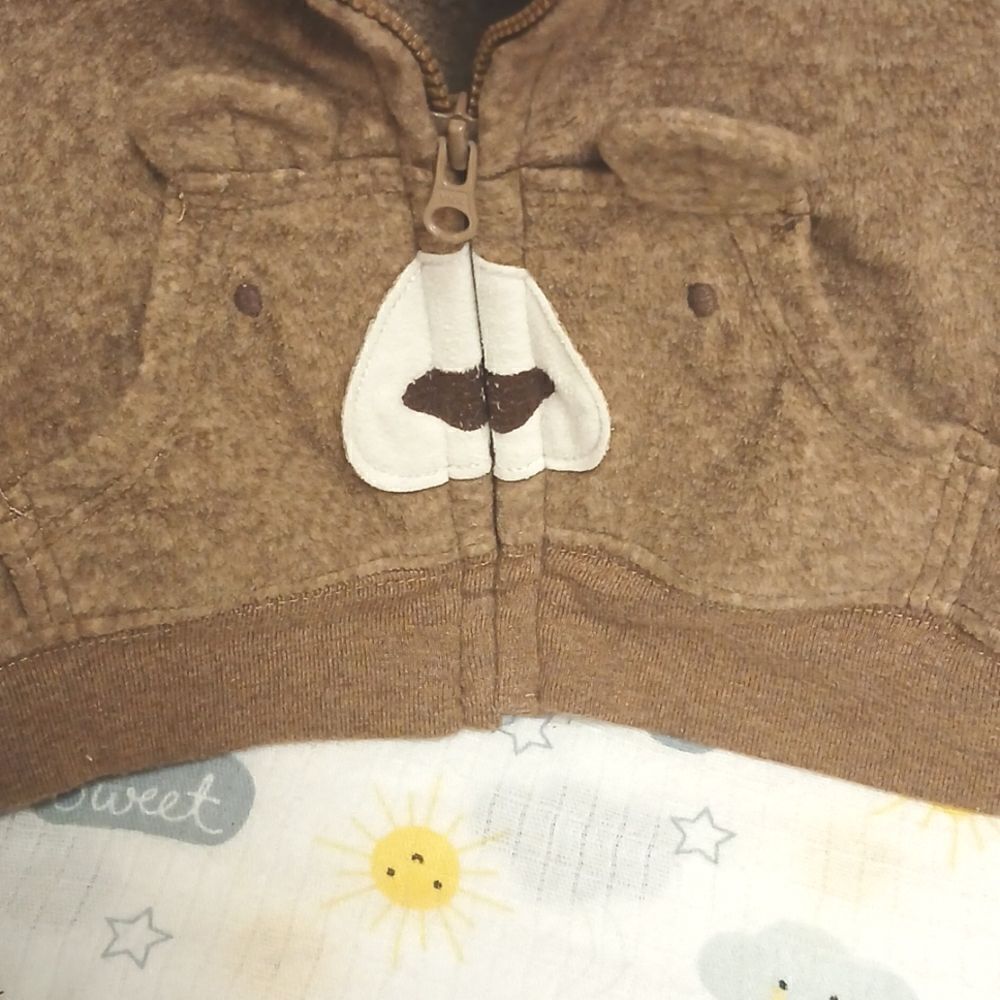 🕳🩷CHILD OF MINE Boys 18M Hooded Sweatshirt Jacket. Brown - Picture 3 of 8